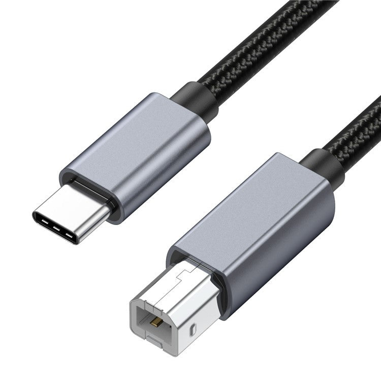 0.3m USB B to USB C Printer Cable Nylon Cord Compatible with MIDI Keyboard DAC DJ Controller
