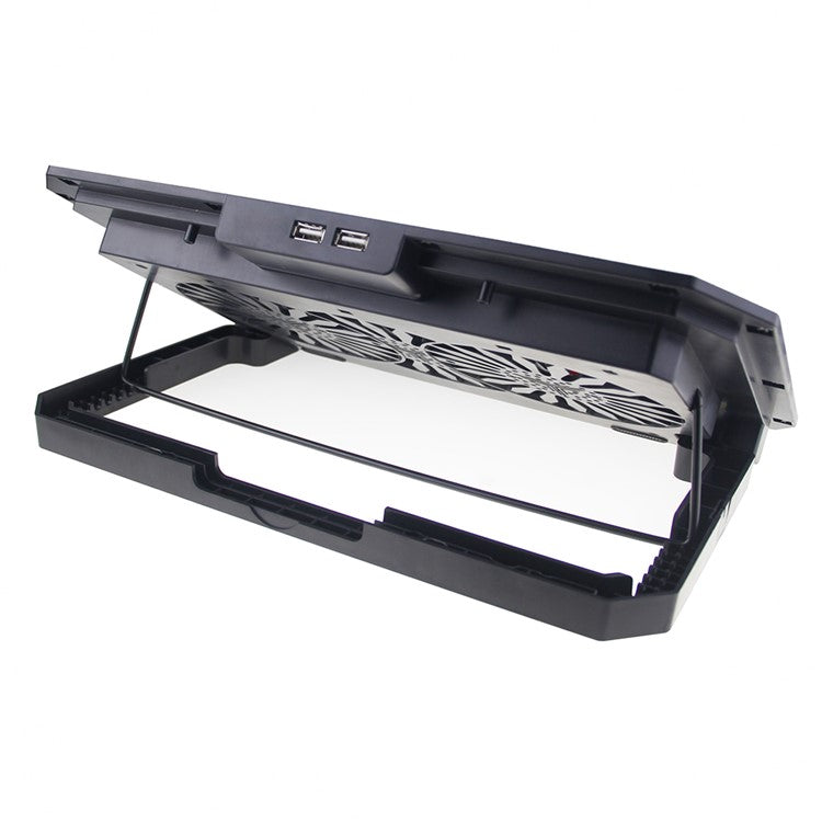 N33 Adjustable Height Laptop Stand with Phone Holder RGB Dual Fans Cooling Pad for Gaming Notebook
