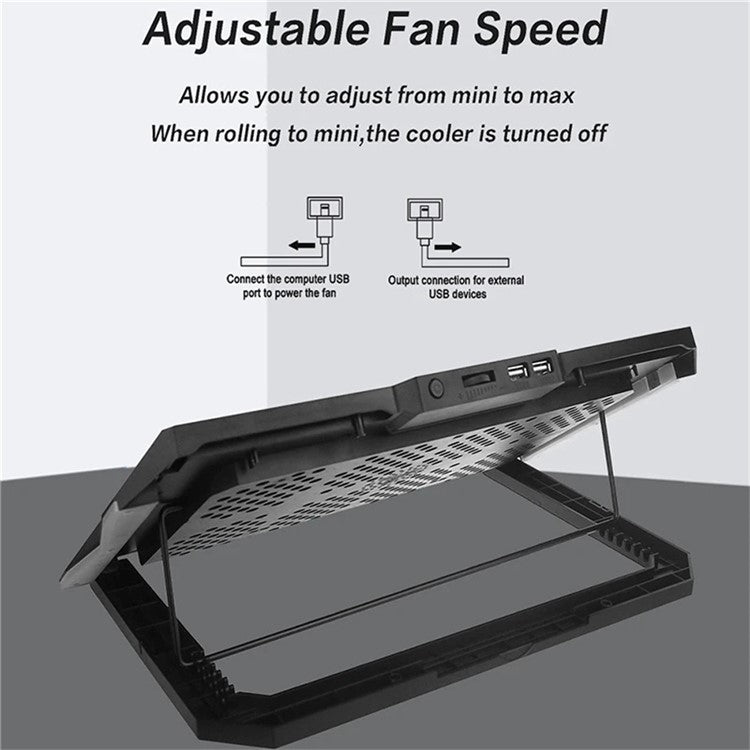 S601 Adjustable Height Gaming Laptop Cooling Pad RGB Light Notebook Cooler with Phone Holder