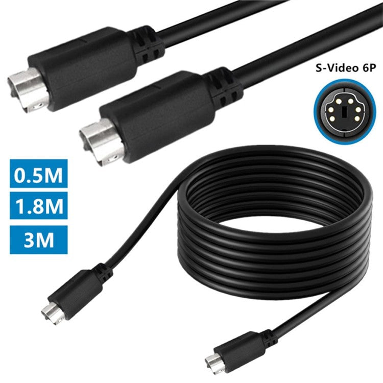 Mini DIN 6 Pin Cable 1.8 Meter Male to Male Straight Connectors Copper Core Extension Cord