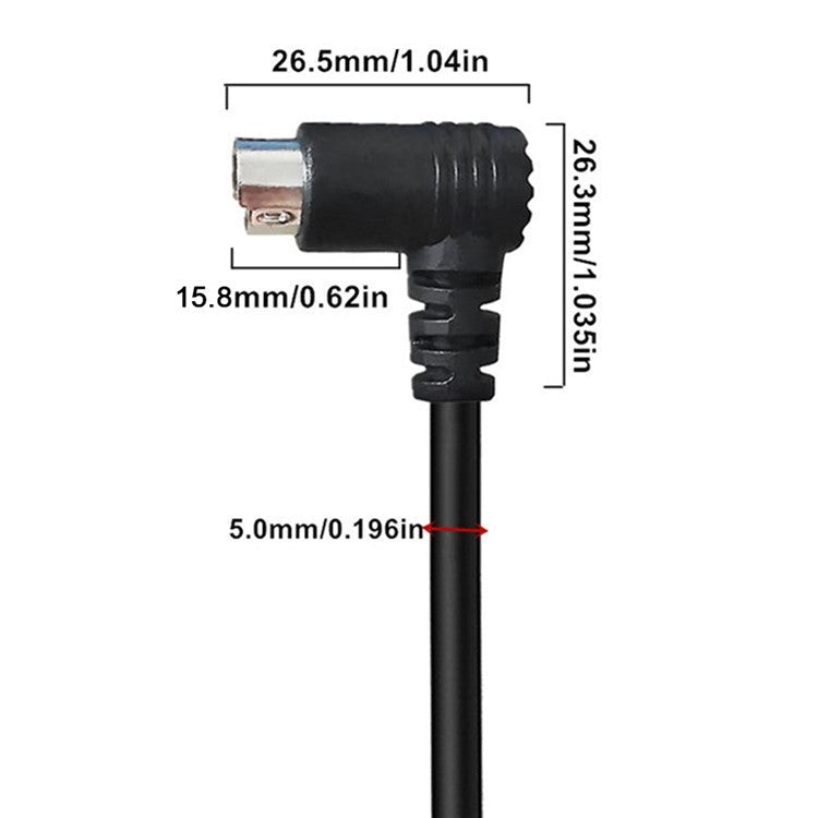 Mini DIN 6 Pin Cable 0.5 Meter Male to Male Double Right Angle Connector Copper Core Extension Cord