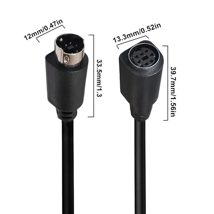 Mini DIN 7 Pin Cable 3 Meter Male to Female Straight Connector Copper Core Extension Cord