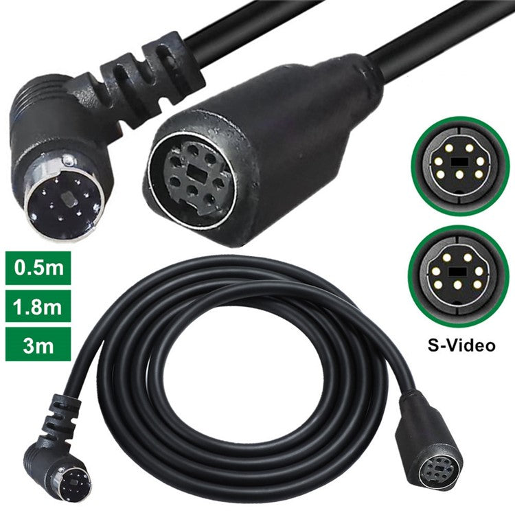 1.8m Mini DIN 7 Pin Cable Elbow Male to Female Computer Game System Extension Cord