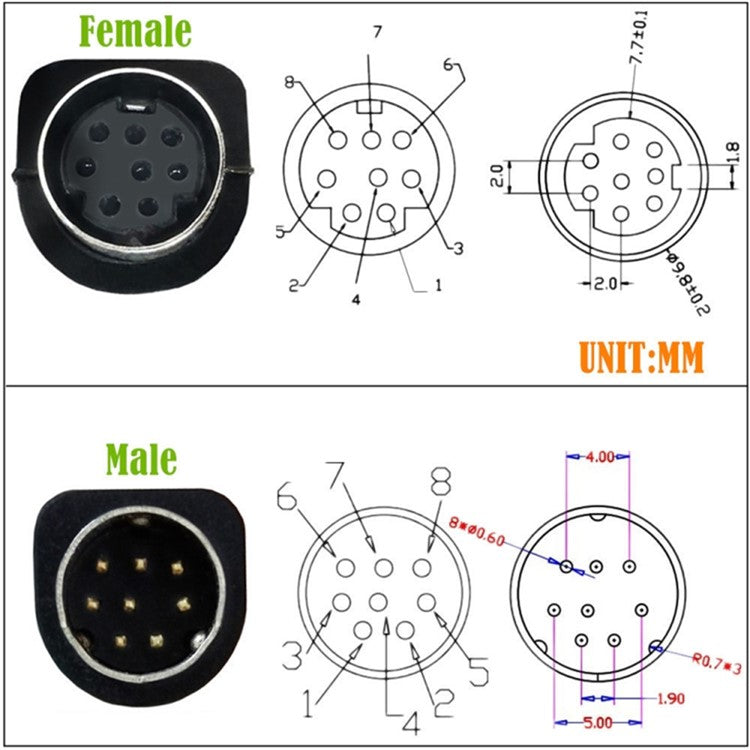 1.8m DIN 8 Pin Male to Female S Video Cable Angled Connector Audio Video Cord for Set Top Box