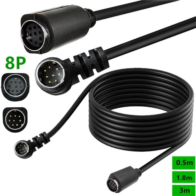 0.5m DIN 8 Pin Male to Female S Video Cable Angled Connector Audio Video Cord for Set Top Box - Black