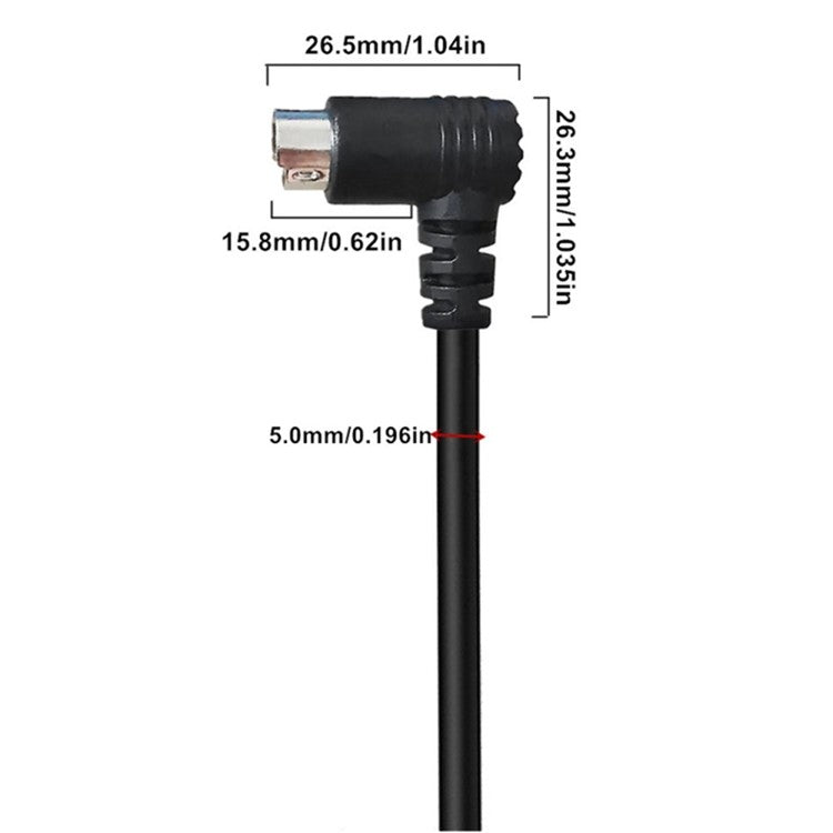 0.5m DIN 8 Pin Male to Female S Video Cable Angled Connector Audio Video Cord for Set Top Box - Black