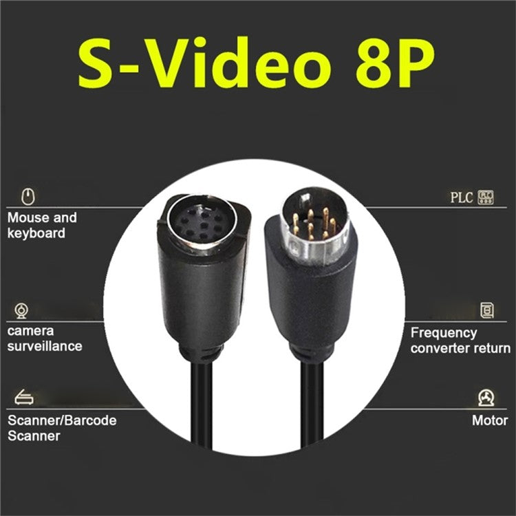 1.8m S-Video Cable Mini DIN 8 Pin Male to Female Cord for Set Top Box Computer TV Monitor - Black