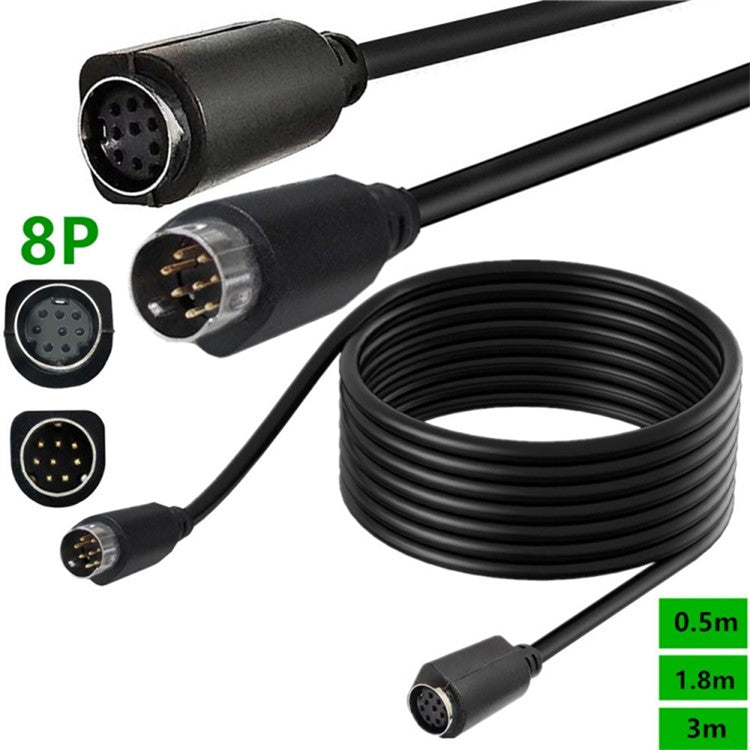 0.5m S-Video Cable Mini DIN 8 Pin Male to Female Cord for Set Top Box Computer TV Monitor - Black