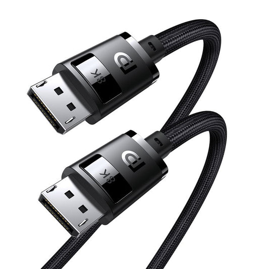 BASEUS 2m 8K DP Connection Cable DisplayPort Male Connector Line Nylon Braided Wire for Sync Monitors / Displays - Black