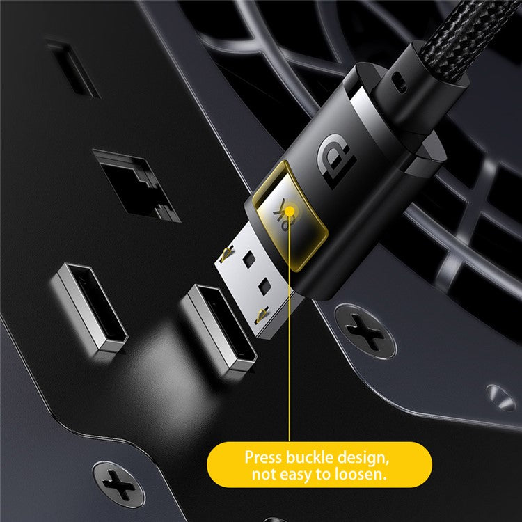 BASEUS 2m 8K DP Connection Cable DisplayPort Male Connector Line Nylon Braided Wire for Sync Monitors / Displays - Black