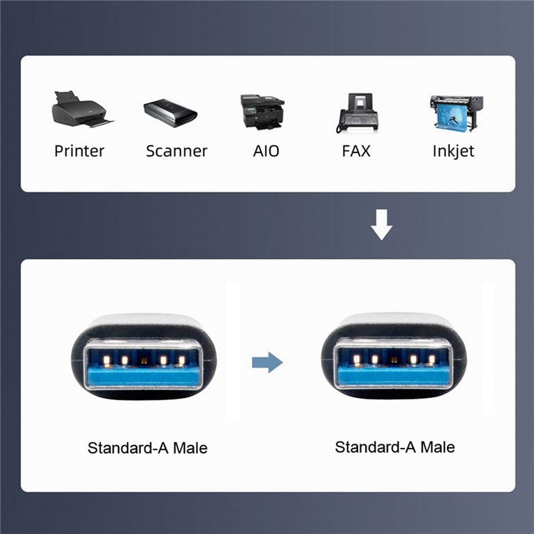 U3-075-AM 0.3m USB 3.0 Male to Male Cord 5Gbps Data Transfer for Cameras, DVD Player, Hard Disk (Silver Shell)