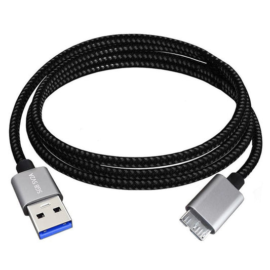 JUNSUNMAY 3m USB-A 3.0 Male to Micro-B Male Hard Drive Camera Data Cable Nylon Braided Cord