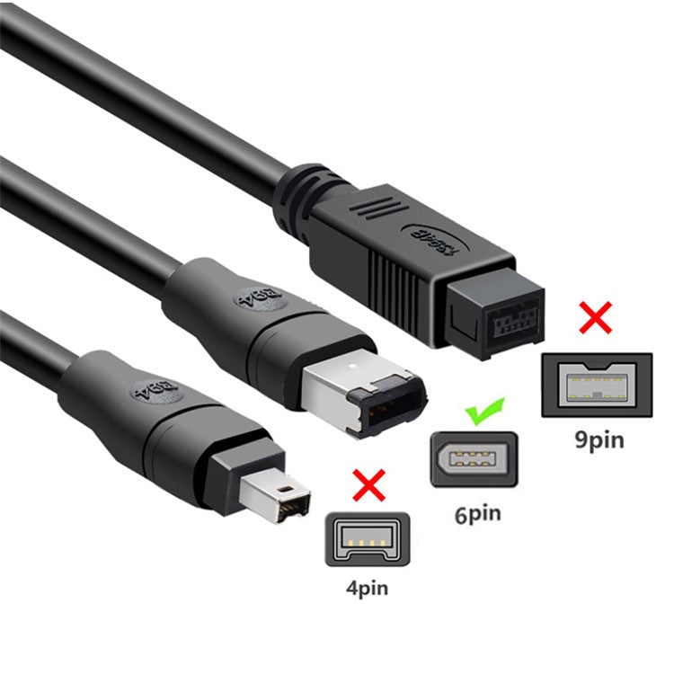 JUNSUNMAY 3m 480Mbps Firewire IEEE 1394 6 Pin Male to USB 2.0 Male Adapter Converter Cable