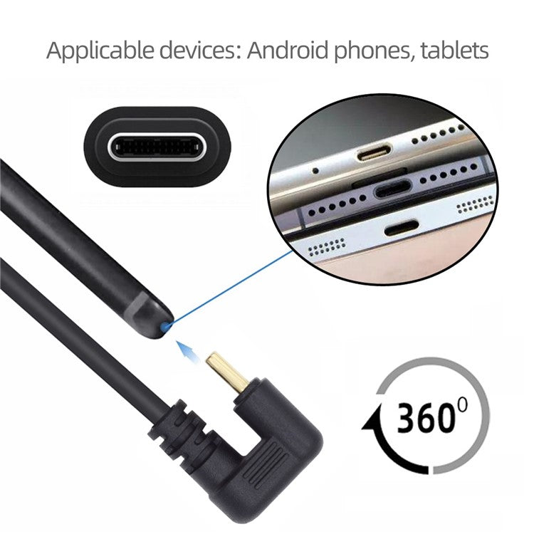UC-023-OS 1m USB2.0 Type A to Type C Opposite U Shape Back Angled 480Mbps Power Data Cable