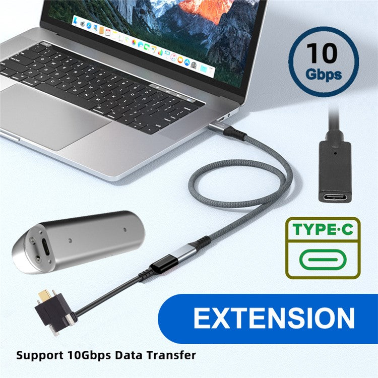 UC-041-UP 0.3m USB 3.1 Type C Up Angled Male to Female Extension Data  Screw Locking Cable