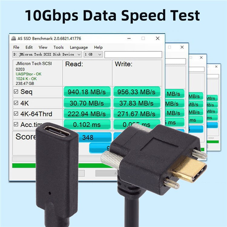 UC-041-UP 0.3m USB 3.1 Type C Up Angled Male to Female Extension Data  Screw Locking Cable