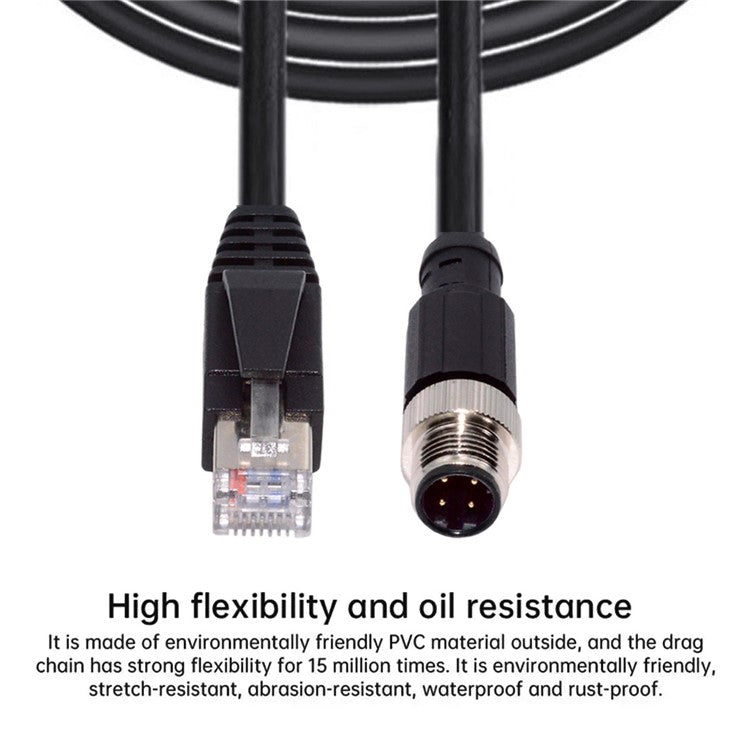 UT-021-1.0M M12 Type-D D-coded 4Pin Male to RJ45 Cat5e Male Cable Lan ...
