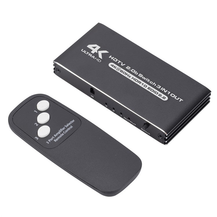 3 In 1 Out HDMI 2.0 Switcher 4K 60Hz Video Sharing Converter HDCP2.2 with Remote
