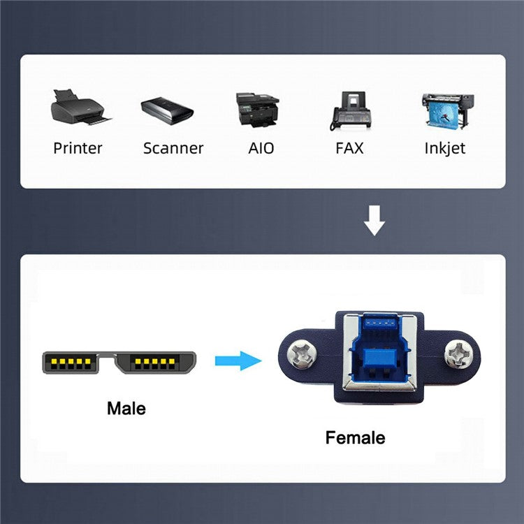 U3-087 5Gbps USB 3.0 Type-B Female to USB3.0 Micro-B Male Extension Cable for Disk SSD Camera Data 30cm