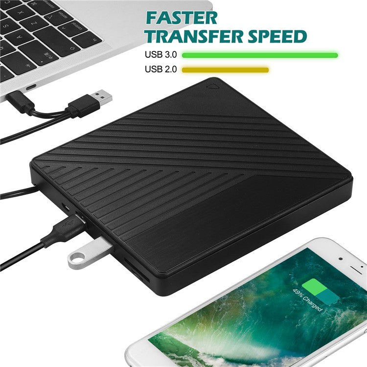 005 External Type-C / USB Laptop Computer CD DVD Playback Burning Optical Drive SD TF Card Reader