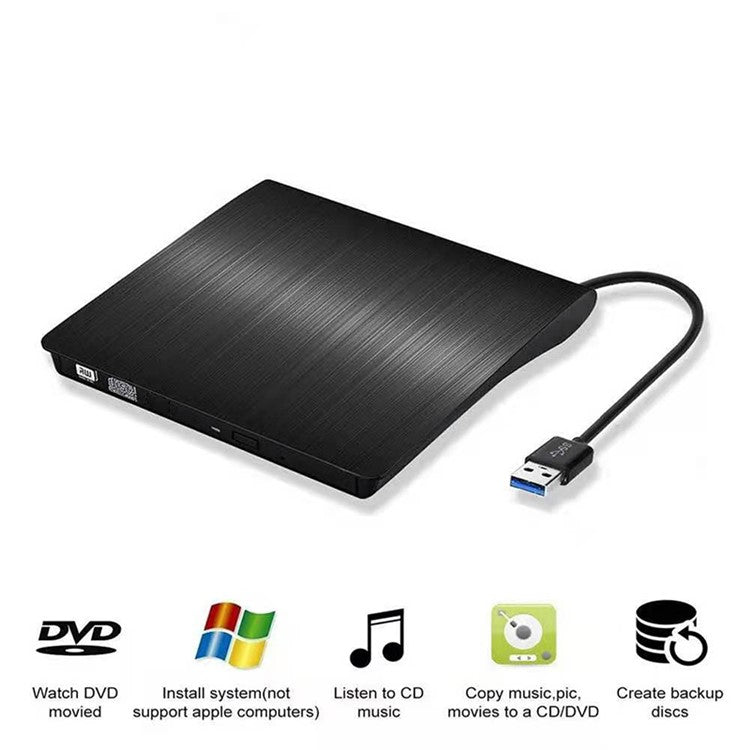663 USB3.0 Computer Laptop External Optical Drive Burner Brushed High Speed CD DVD Burner - Black+White