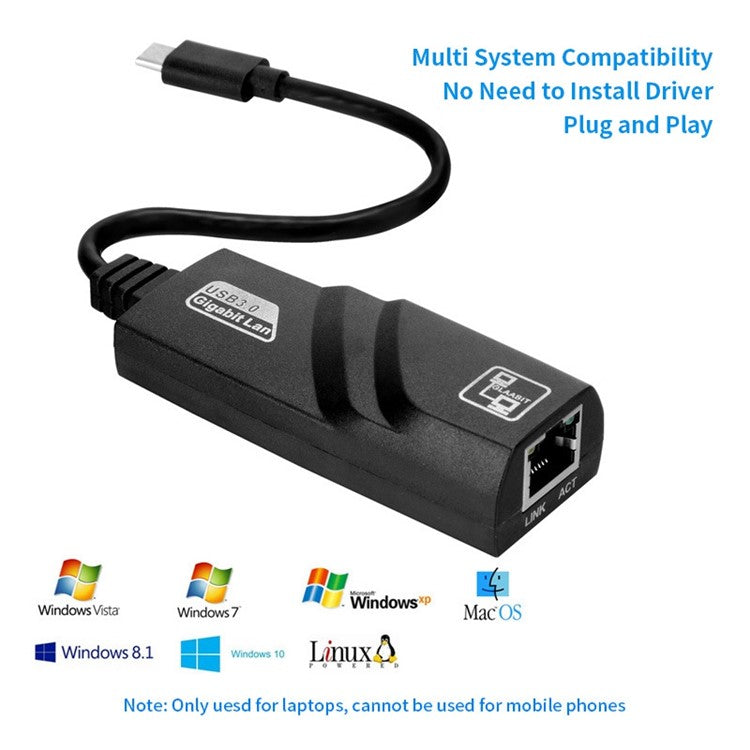 JUNSUNMAY USB 3.1 Type-C to RJ45 Gigabit Ethernet 1000Mbps Network Connector Laptop Adapter