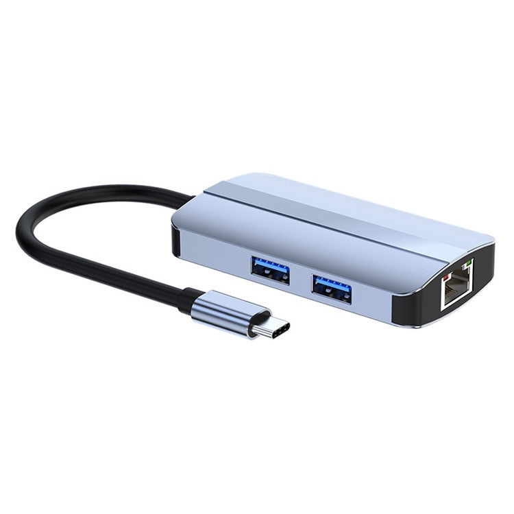 JUNSUNMAY JSM-HUB003 Type-C Hub Adapter 6-in-1 USB-C Docking Station Splitter Support 4K HD Video, 100Mbps, 87W PD Charging Converter