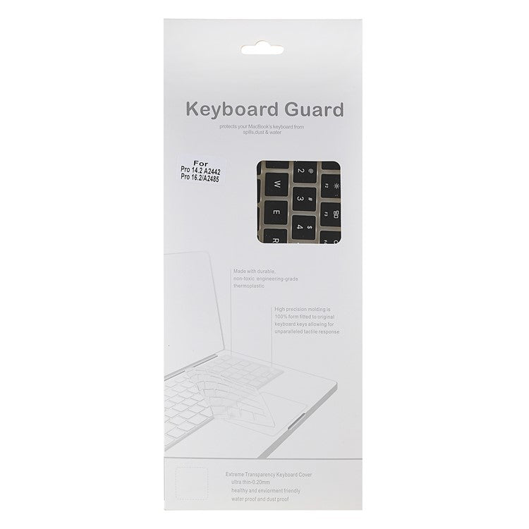 Black Silk Printing Design Keyboard Cover Soft TPU Keyboard Protection Film Case for EU Version MacBook Pro 14.2'' (A2442) / Pro 16.2'' (A2485)
