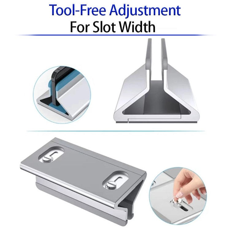 C4 Adjustable Width Single Slot Storage Base for Notebooks and Tablets Aluminum Alloy Desk Stand - Black