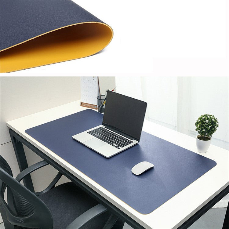 30x60cm Large Size PU Leather Double Sided Mouse Pad Waterproof Non-slip Mouse Mat Office Laptop Desk Mat - Blue/Yellow