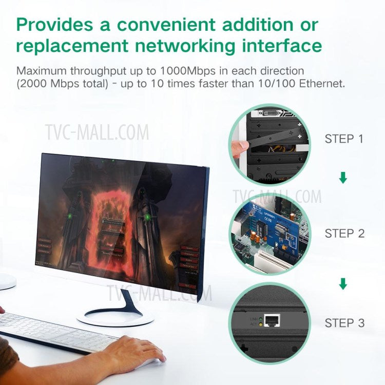 UGREEN Gigabit Ethernet PCI Express PCI-E Network Card RJ45 LAN Adapter Converter Network Controller for Desktop