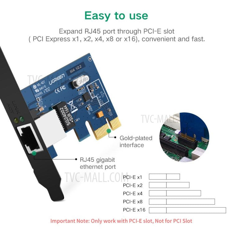 UGREEN Gigabit Ethernet PCI Express PCI-E Network Card RJ45 LAN Adapter Converter Network Controller for Desktop