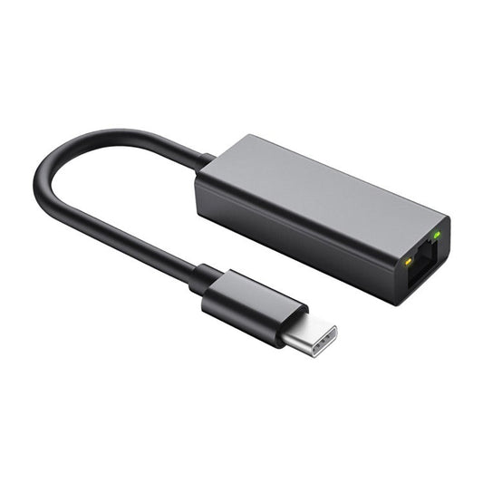 0352B 1000Mbps Type-C to RJ45 Lan Adapter Ethernet Network Card with LED Indicator - Grey