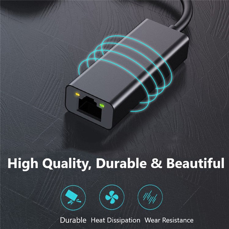 0352B 1000Mbps Type-C to RJ45 Lan Adapter Ethernet Network Card with LED Indicator - Grey