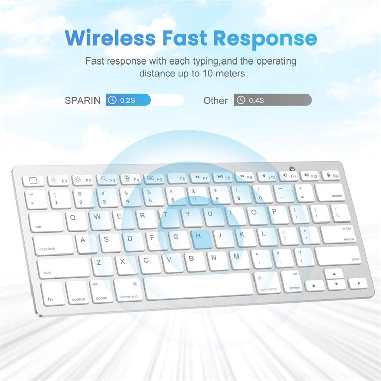Ultra-Slim Wireless Bluetooth Keyboard (Russian Language) for Android Windows iOS - Silver