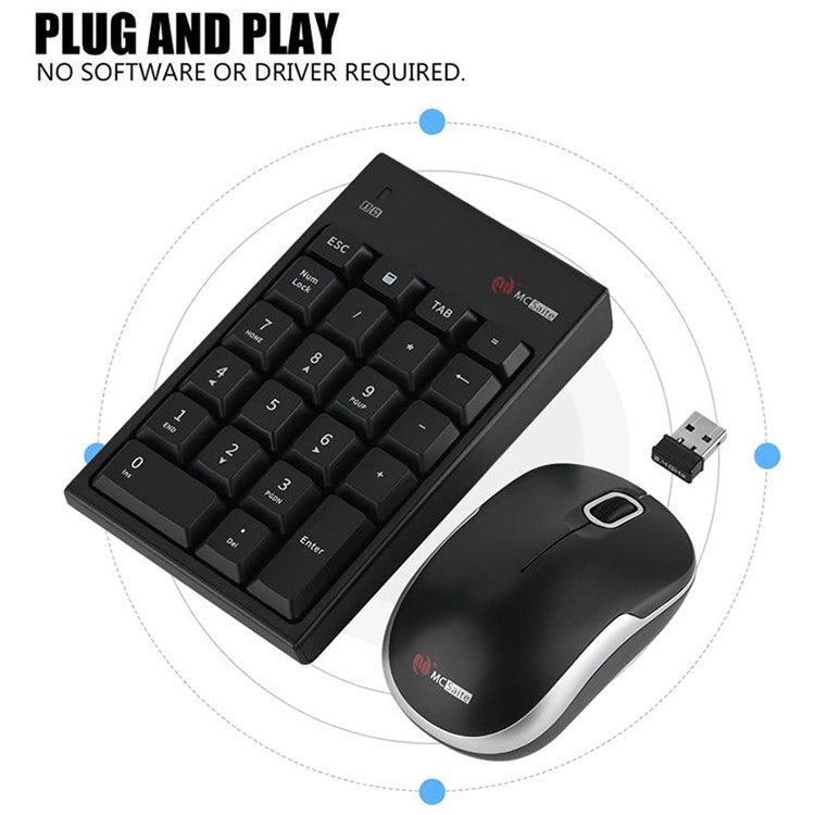 MCSaite MC-61CB 22 Keys Wireless 2.4G Numeric Keyboard and Mouse