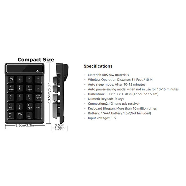 2.4G Wireless Mini Numeric Keyboard Suspended Mechanical Keyboard 19-key Mini Accounting Banking Keypad