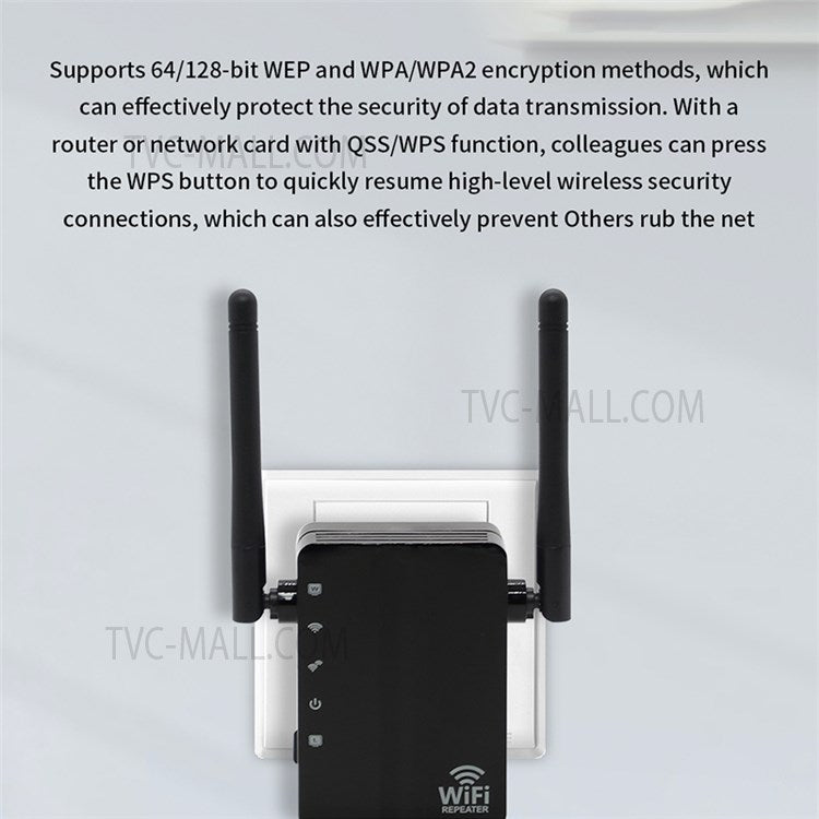 300Mbps Wireless N Range Extender 2 Port WiFi Repeater Router Signal Booster Extender Signal Amplifier for Home Travel - White/US Plug