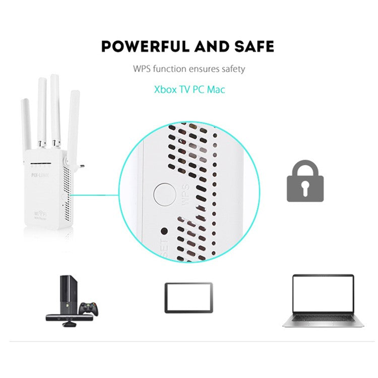 PIX-LINK WiFi Range Extender WIFI Signal Booster 300Mbps Internet Booster Easy Setup Wireless Repeater - UK Plug