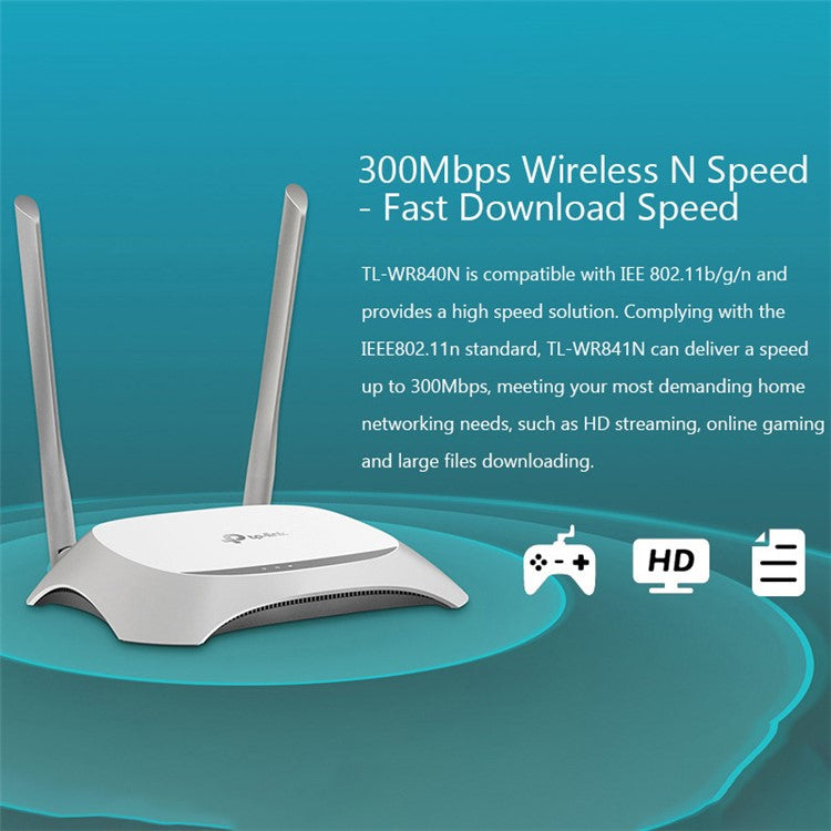 TP-LINK WDR841 300Mbps 2.4G WiFi Extender Repeater Wireless Network Signal Booster Router - White / UK Plug