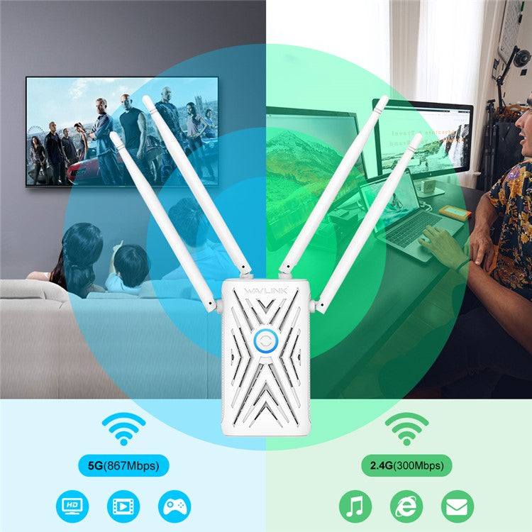 WAVLINK WN579A3 1200Mbps 2.4GHz / 5GHz Dual Band AP Wireless Router WiFi Extender - UK Plug