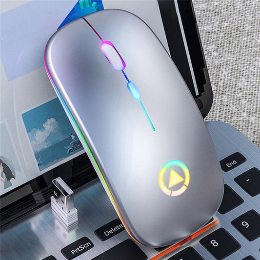 A2 Rechargeable Silent Wireless Mouse DPI 16000 Optical Ergonomic for Gaming Office PC Computer Laptop - Silver
