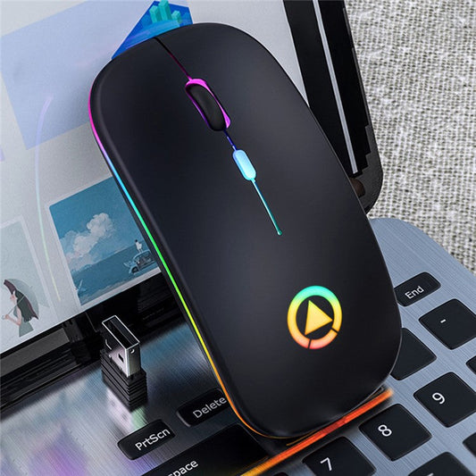 A2 Rechargeable Silent Wireless Mouse DPI 16000 Optical Ergonomic for Gaming Office PC Computer Laptop - Black