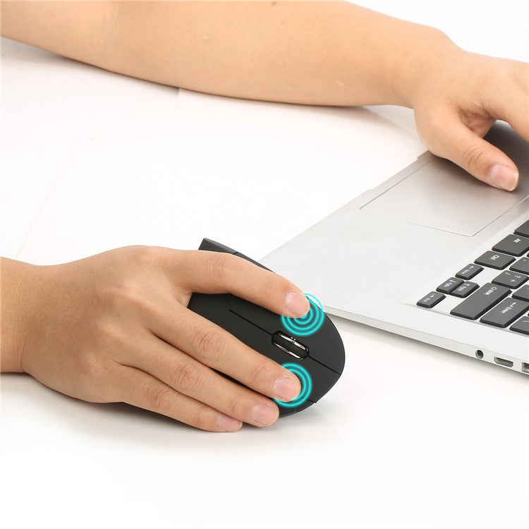 HXSJ T22 Wireless Mouse Ergonomic Optical 2.4G 2400DPI Gaming Mouse with USB Receiver - Black