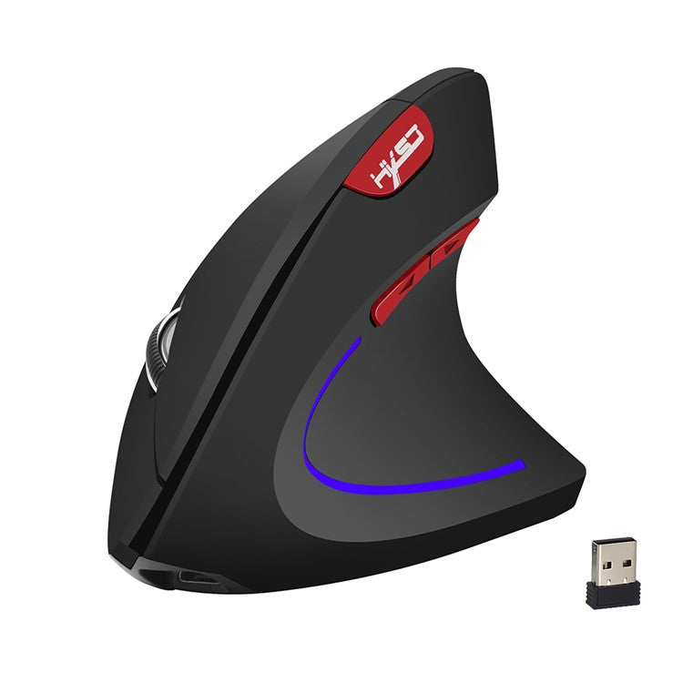 HXSJ T22 Wireless Mouse Ergonomic Optical 2.4G 2400DPI Gaming Mouse with USB Receiver - Black