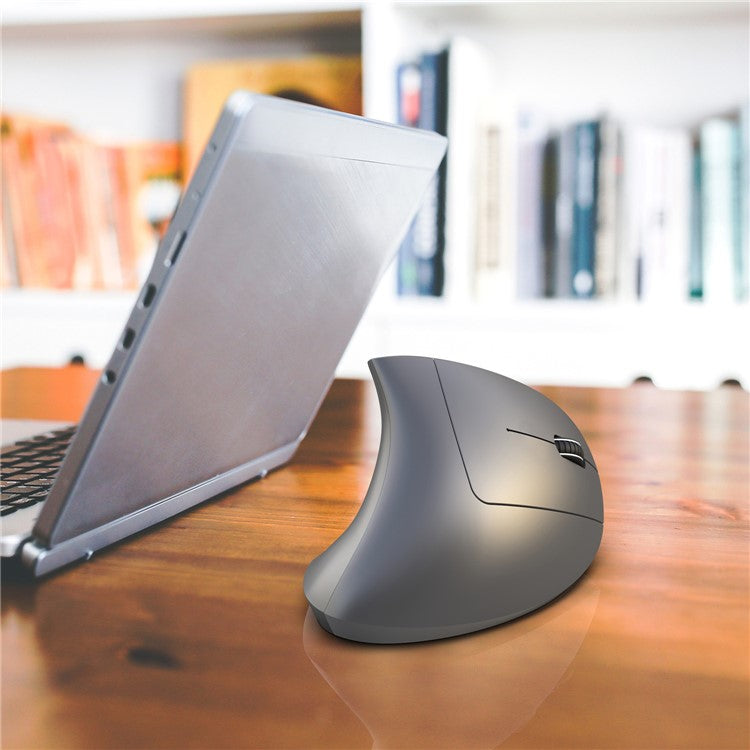 HXSJ T29 Bluetooth Wireless Vertical Ergonomic Optical Mouse Adjustable DPI Laptop Mice - Grey