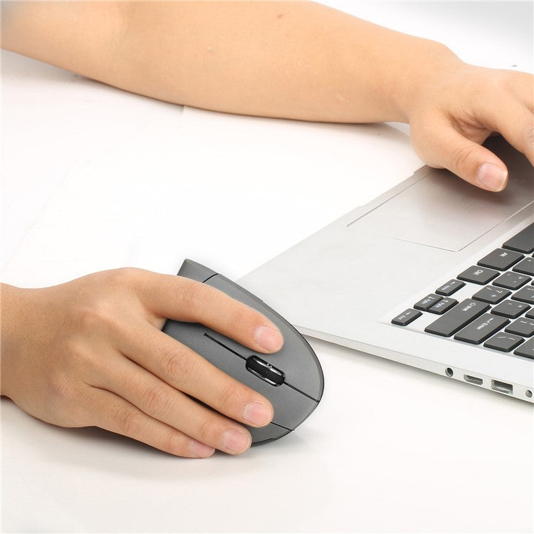 HXSJ T29 Bluetooth Wireless Vertical Ergonomic Optical Mouse Adjustable DPI Laptop Mice - Grey