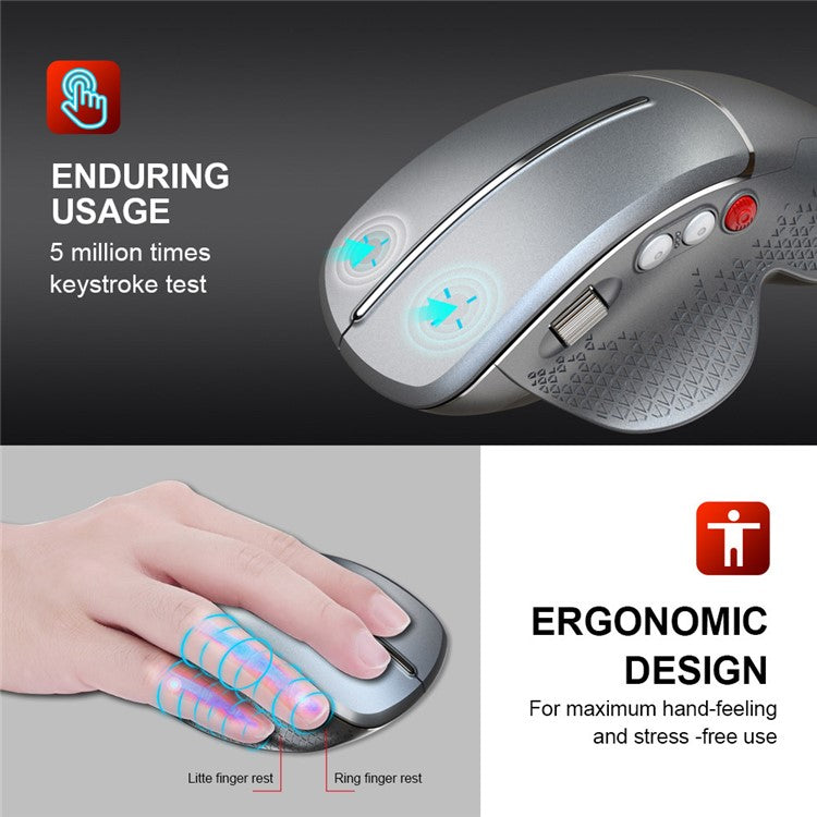 HXSJ T32 2.4G Wireless Ergonomic Vertical Optical Gaming Mouse Adjustable DPI Computer Mice - Grey
