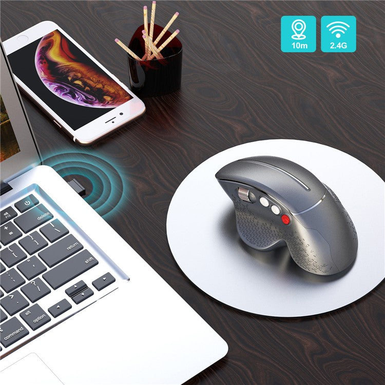 HXSJ T32 2.4G Wireless Ergonomic Vertical Optical Gaming Mouse Adjustable DPI Computer Mice - Grey
