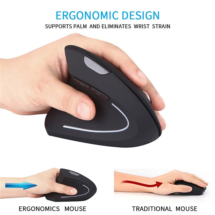 USB Charging Left Hand Vertical Wireless Mouse 800/1200/1600 DPI Gaming Mice for Laptop PC